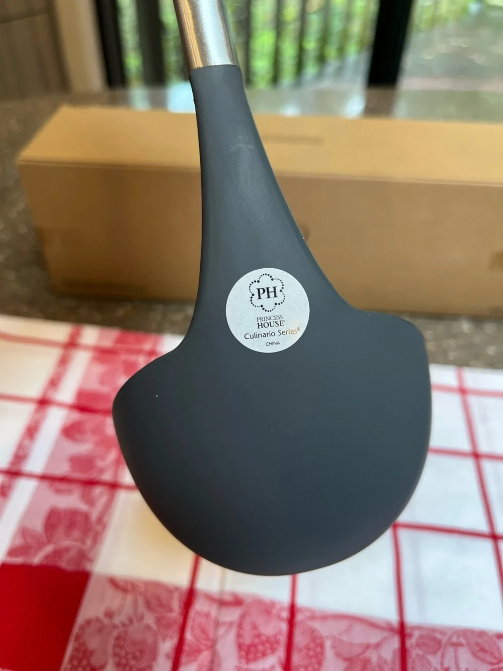 Princess House Gray Silicone Soup Ladle with Stainless Steel Handle